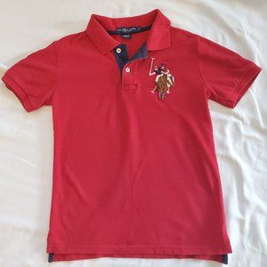 US Polo Assn Red Polo Shirt Boys Size Sm 8